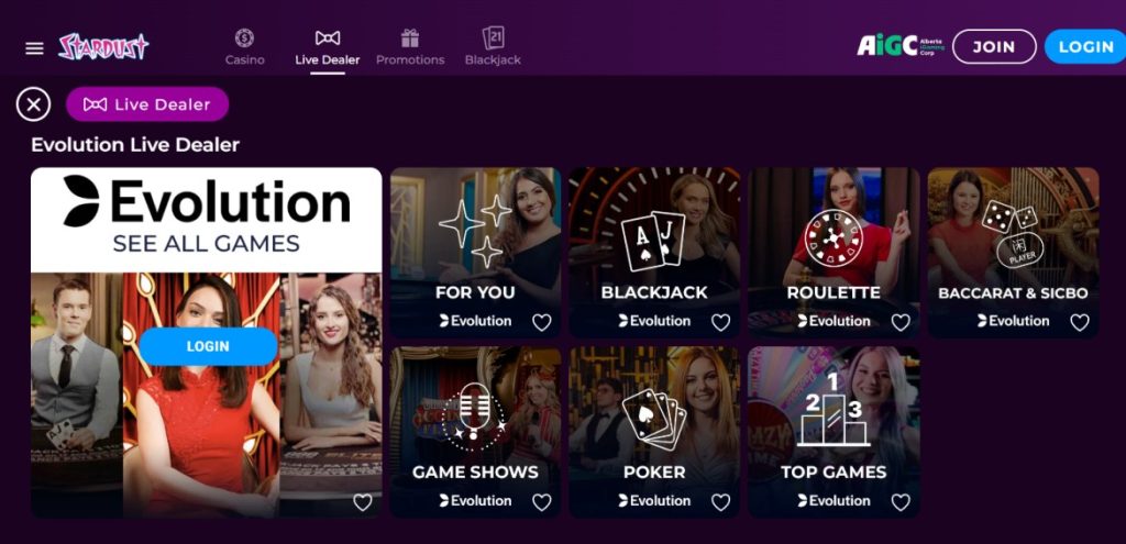 Stardust Casino will only stock Evolution Gaming live casino games