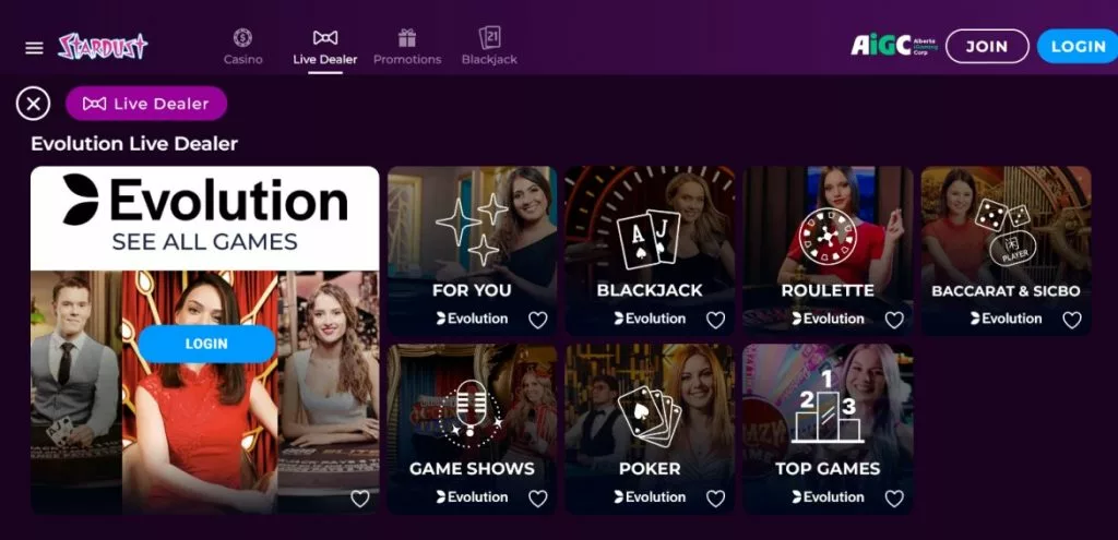 Stardust Casino will only stock Evolution Gaming live casino games