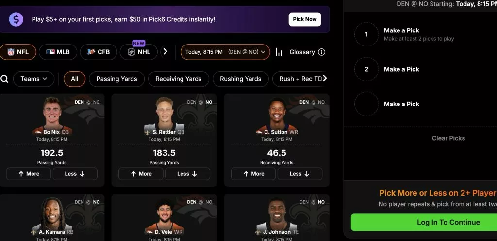 DraftKings Pick 6