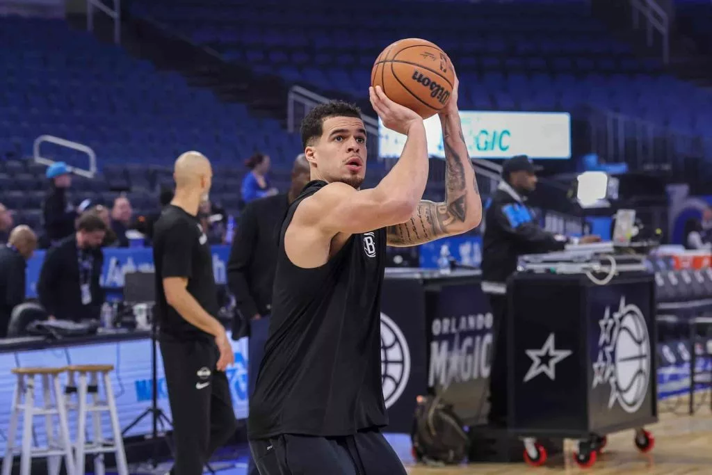 Brooklyn Nets forward Michael Porter Jr. (17) warms up before the game against the Orlando Magic at Kia Center. Mike Watters-Imagn Images