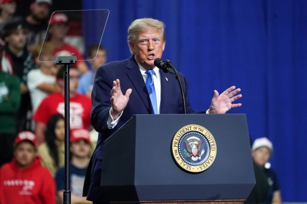Donald Trump speaks October 2026 - slumps to 7% in TIME Person of the Year race