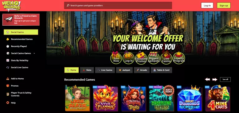 Hello Millions Pros and Cons Homepage