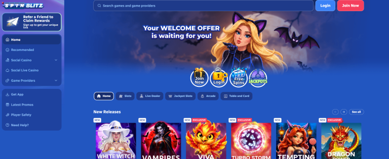SpinBlitz Pros and Cons Homepage