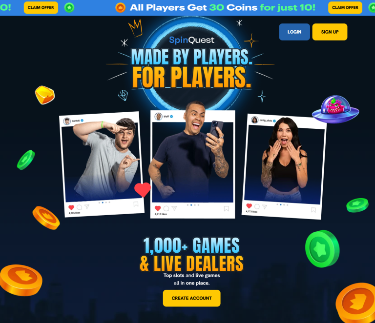 SpinQuest Casino Pros and Cons Homepage
